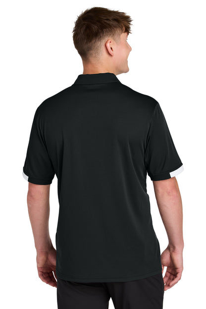 Custom Embroidered Sport-Tek Club Colorblock Polo ST444,Black/ White