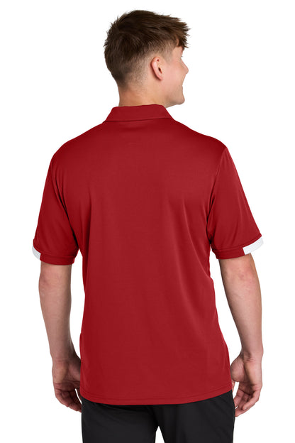 Custom Embroidered Sport-Tek Club Colorblock Polo ST444,Deep Red/ White