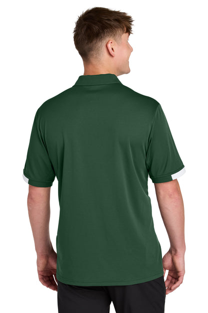 Custom Embroidered Sport-Tek Club Colorblock Polo ST444,Forest Green/ White