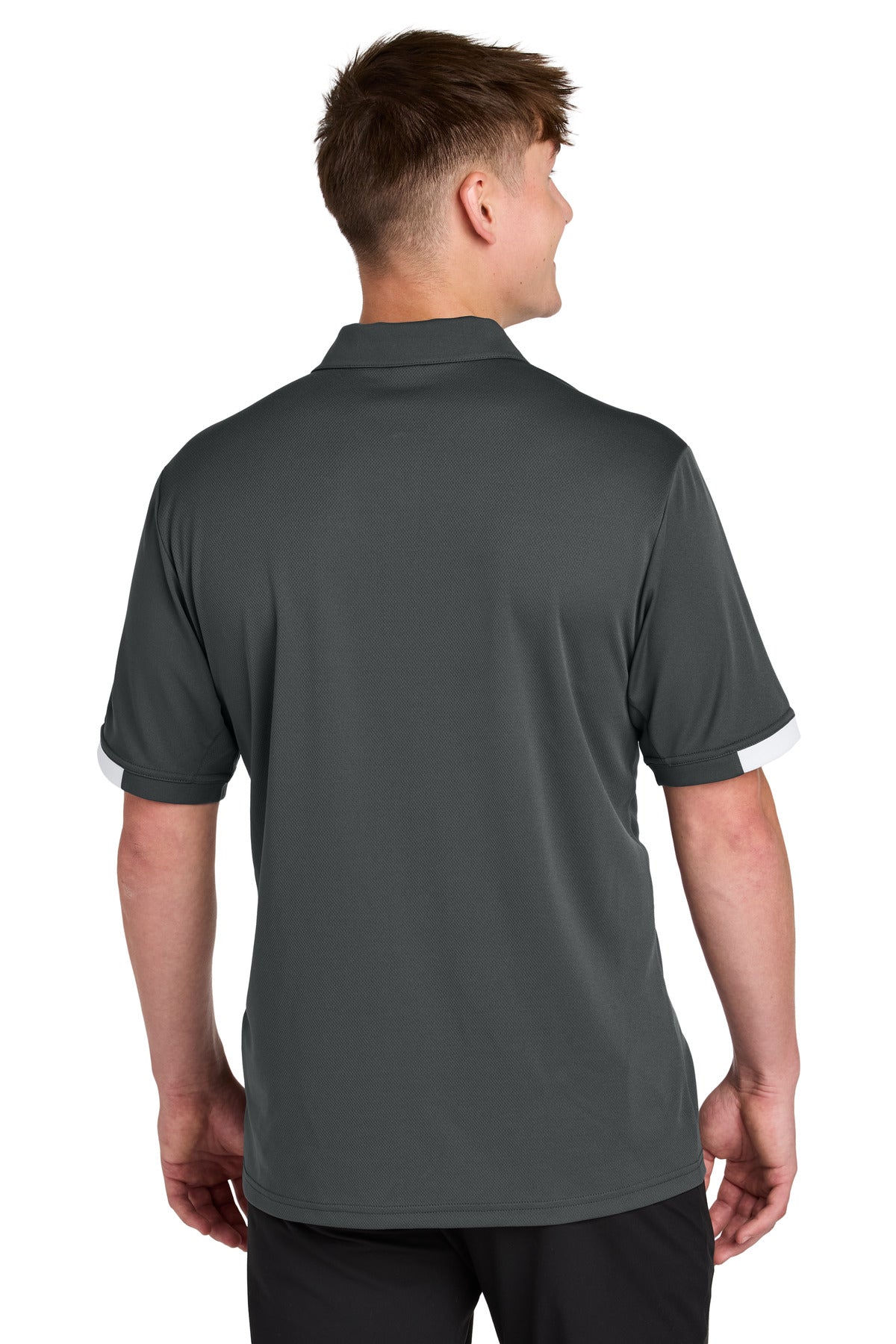 Custom Embroidered Sport-Tek Club Colorblock Polo ST444,Iron Grey/ White