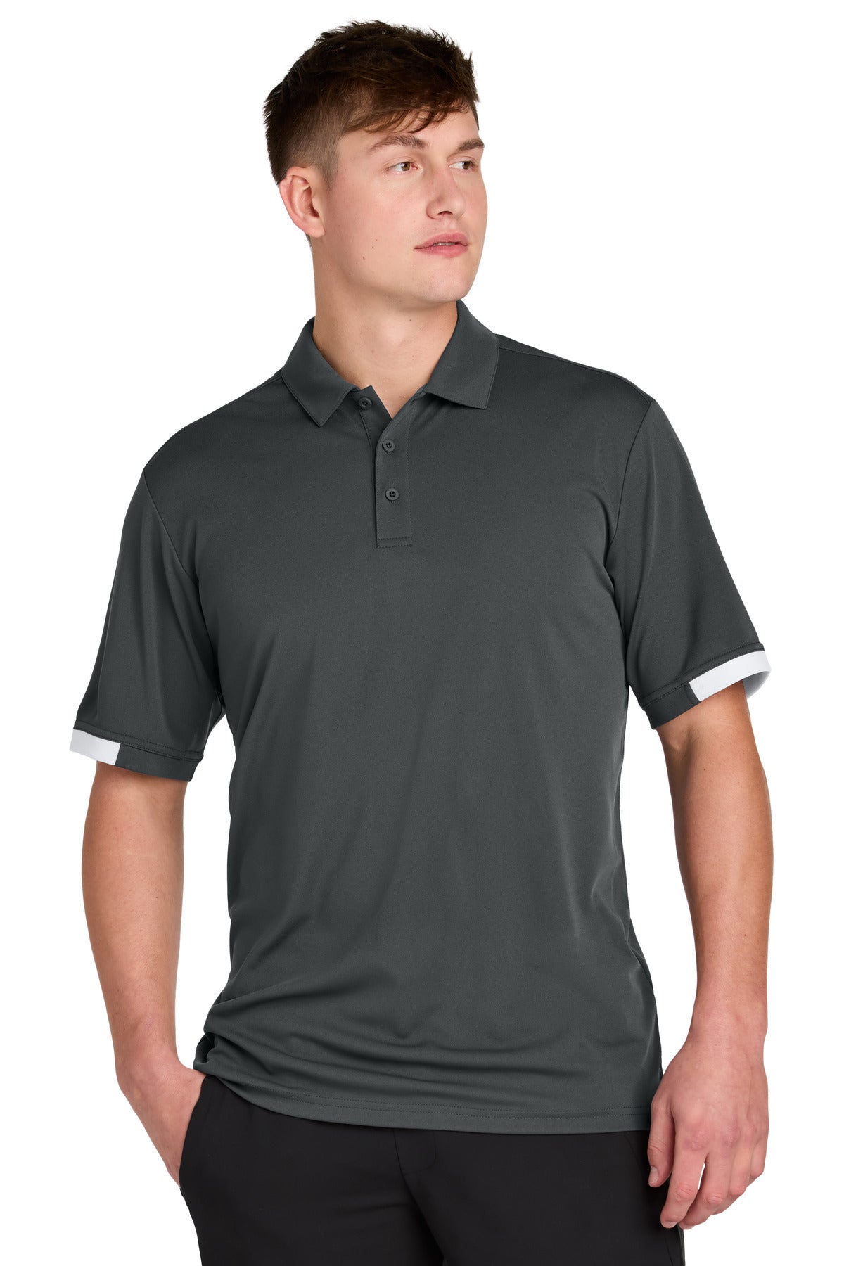 Custom Embroidered Sport-Tek Polos/Knits in Iron Grey/ White