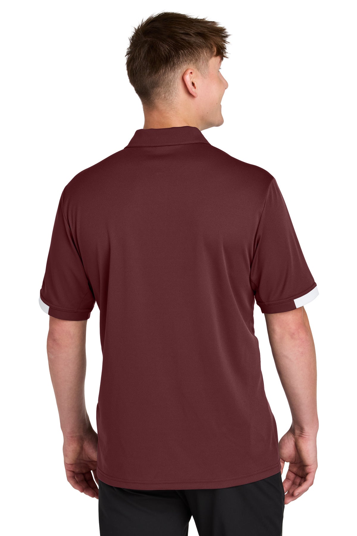 Custom Embroidered Sport-Tek Club Colorblock Polo ST444,Maroon/ White