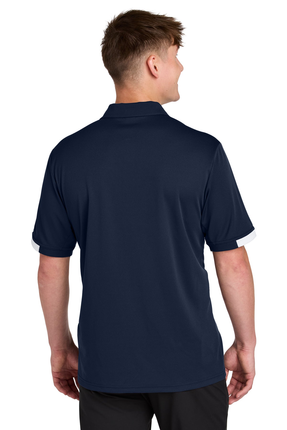 Custom Embroidered Sport-Tek Club Colorblock Polo ST444,True Navy/ White
