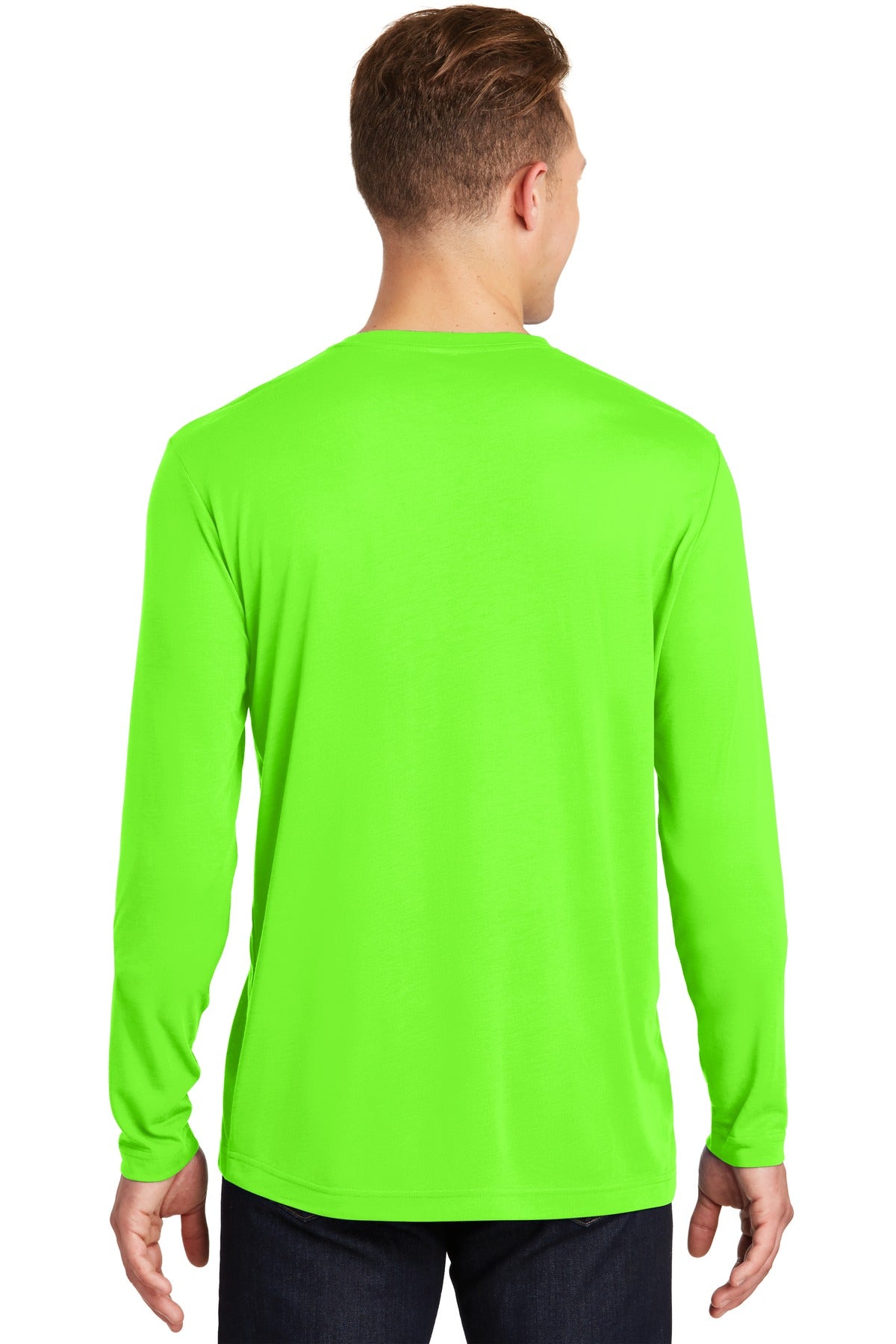 Custom Embroidered Sport-Tek Long Sleeve PosiCharge Competitor Cotton Touch Tee. ST450LS,Neon Green