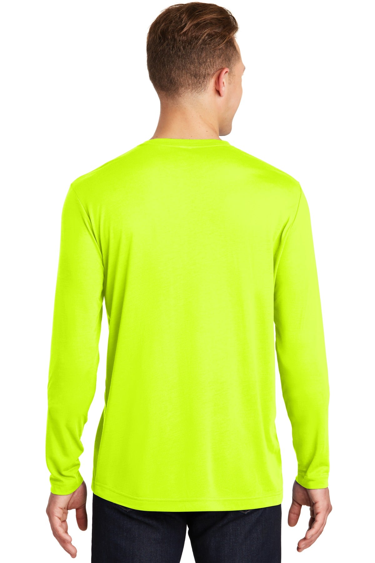 Custom Embroidered Sport-Tek Long Sleeve PosiCharge Competitor Cotton Touch Tee. ST450LS,Neon Yellow