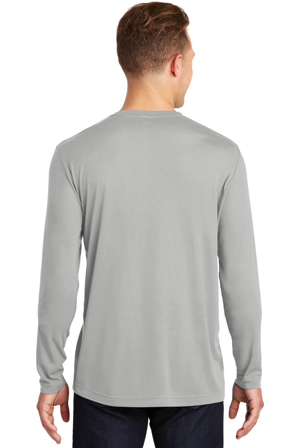 Custom Embroidered Sport-Tek Long Sleeve PosiCharge Competitor Cotton Touch Tee. ST450LS,Silver