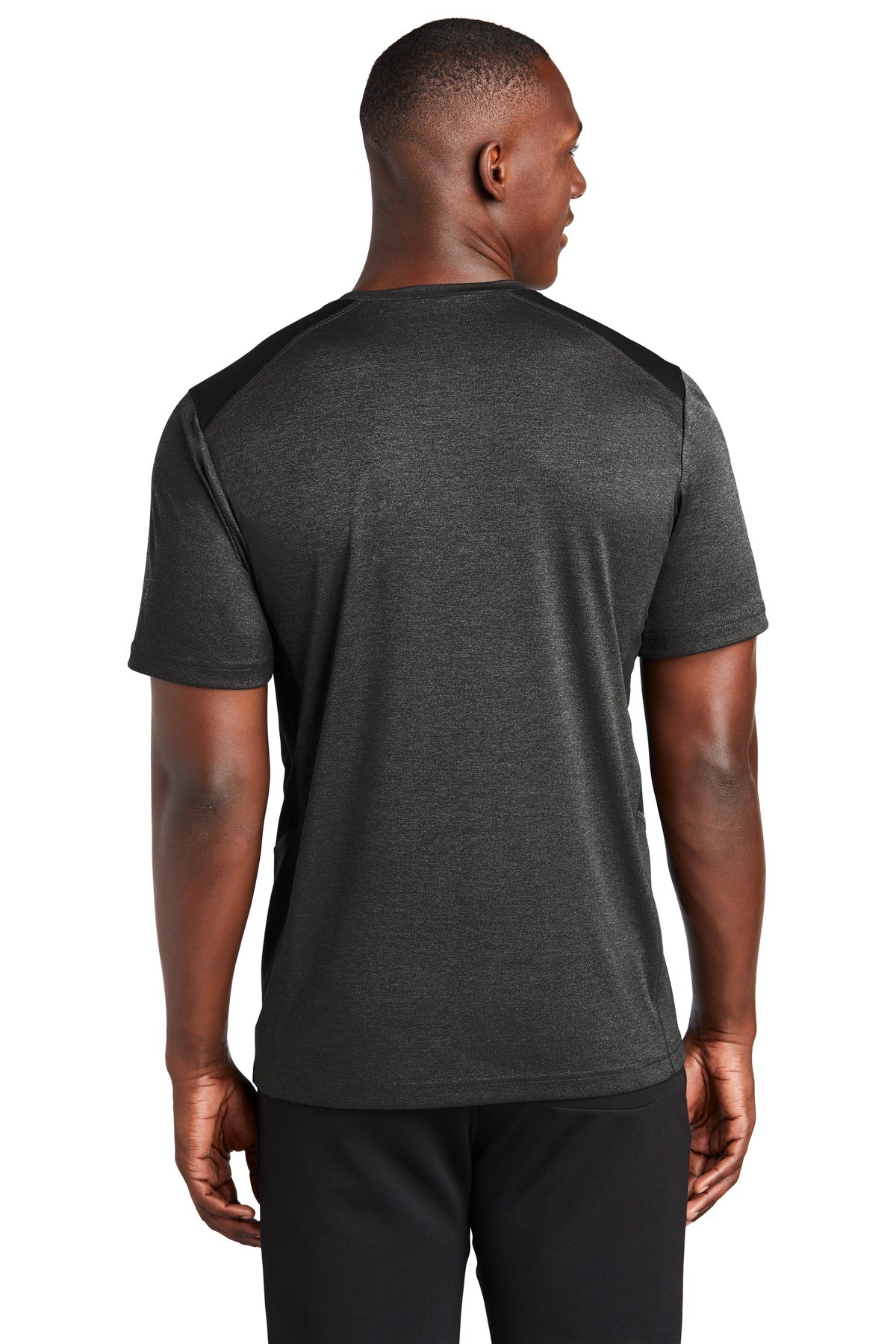Custom Embroidered Sport-Tek  Endeavor Tee. ST465,Black Heather/ Black