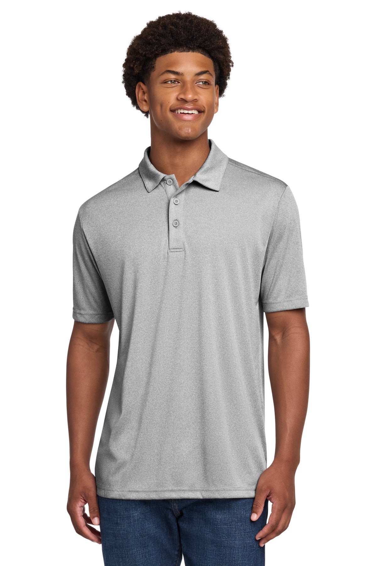 Custom Embroidered Sport-Tek Polos/Knits in Light Grey Heather