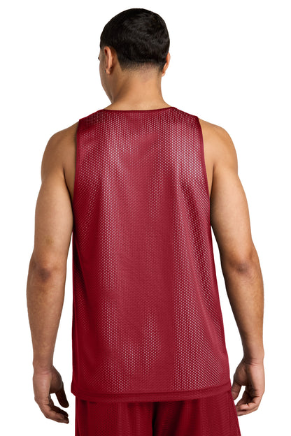 Custom Embroidered Sport-Tek PosiCharge Reversible Mesh Tank ST5000,Deep Red/ White