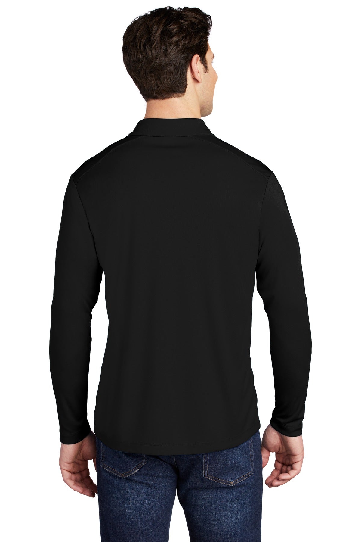 Custom Embroidered Sport-Tek   Posi-UV  Pro Long Sleeve Polo. ST520LS,Black