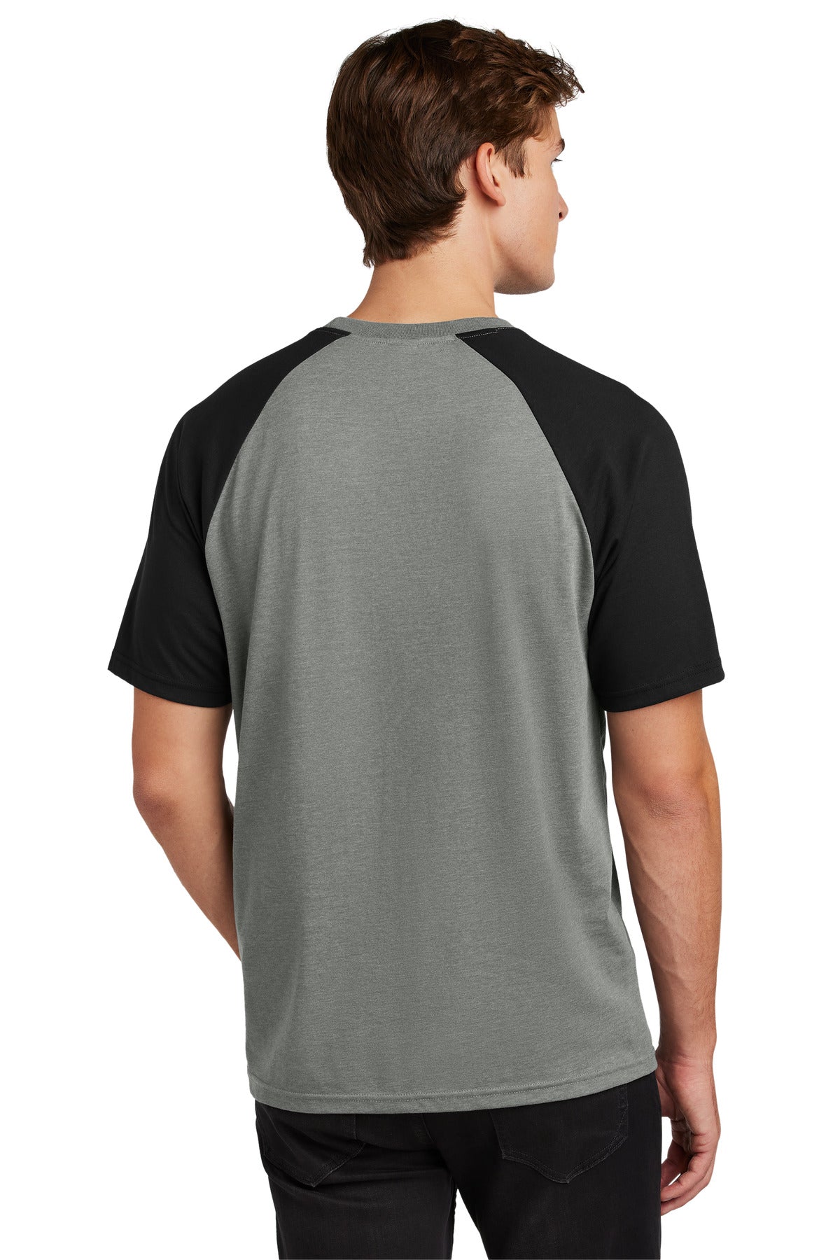 Custom Embroidered Sport-Tek Halftime Raglan Tee ST6040,Black/ Vintage Heather