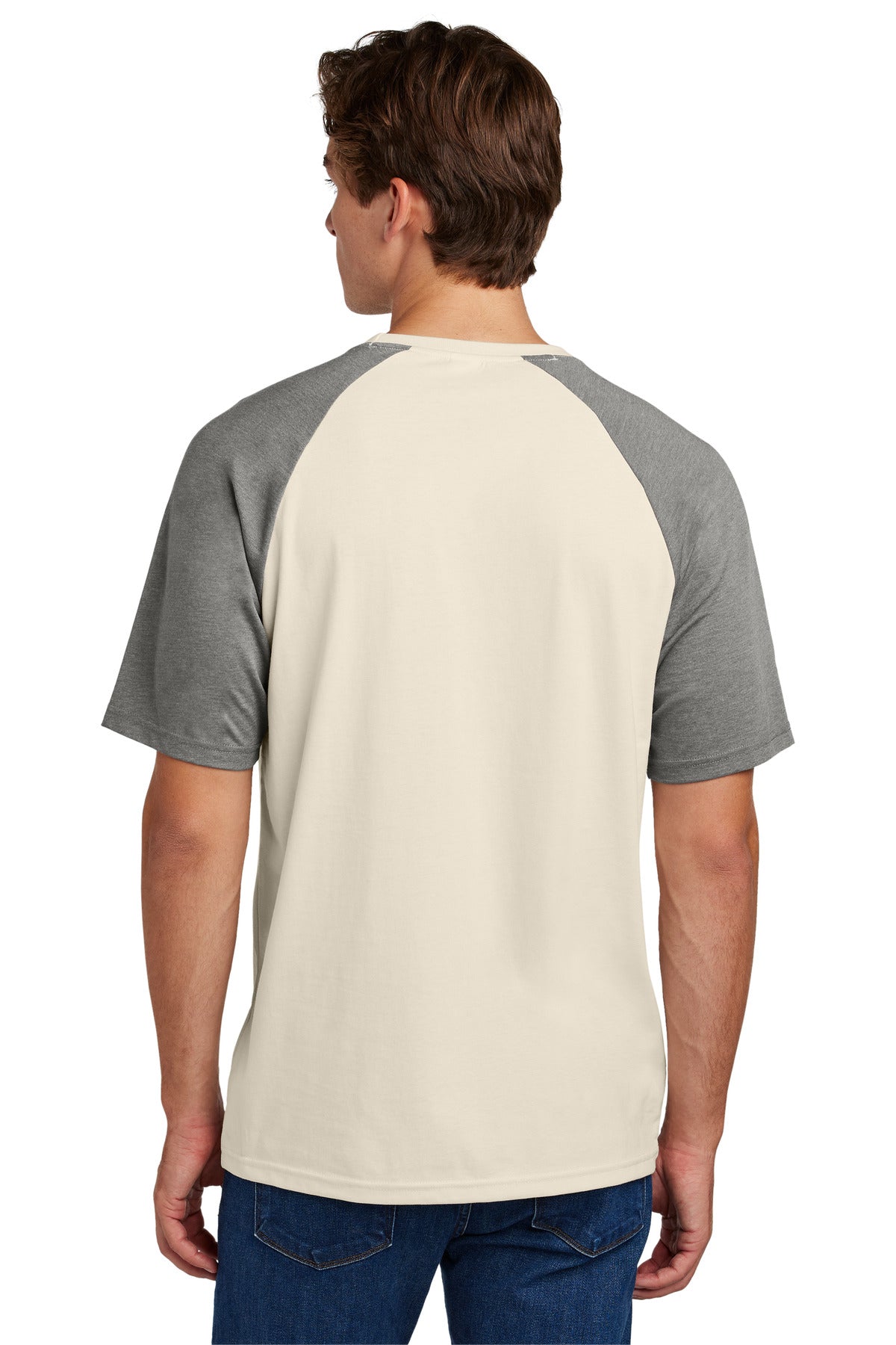 Custom Embroidered Sport-Tek Halftime Raglan Tee ST6040,Vintage Heather/ Ecru