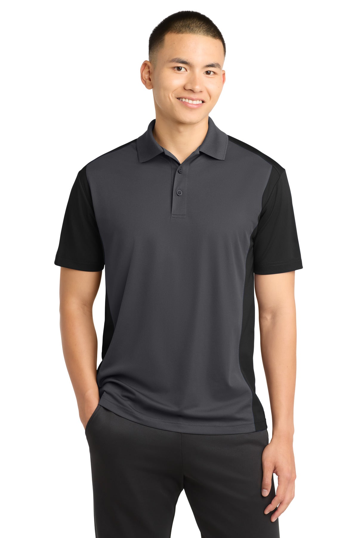 Custom Embroidered Sport-Tek Polos/Knits in Iron Grey/ Black