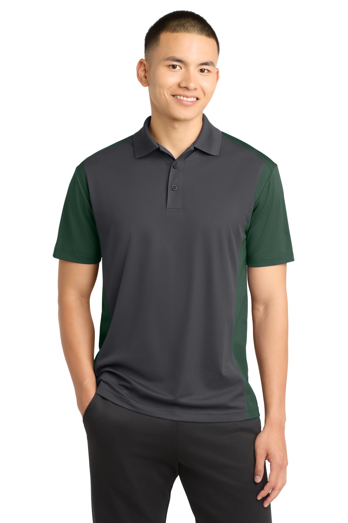 Custom Embroidered Sport-Tek Polos/Knits in Iron Grey/ Forest Green