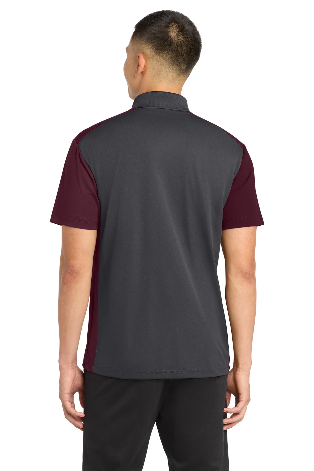 Custom Embroidered Sport-Tek Polos/Knits in Iron Grey/ Maroon