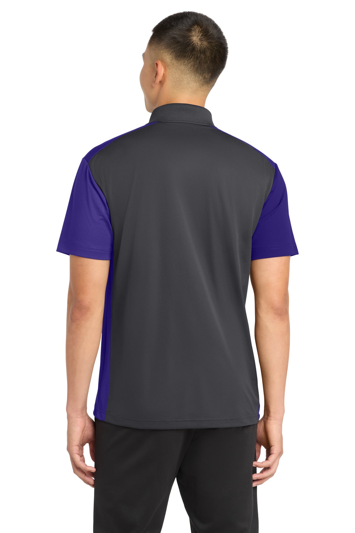 Custom Embroidered Sport-Tek Polos/Knits in Iron Grey/ Purple