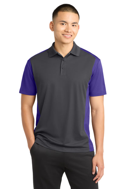 Custom Embroidered Sport-Tek Polos/Knits in Iron Grey/ Purple