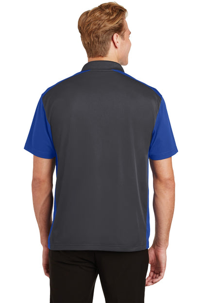 Custom Embroidered Sport-Tek Colorblock Micropique Sport-Wick Polo. ST652,Iron Grey/ True Royal