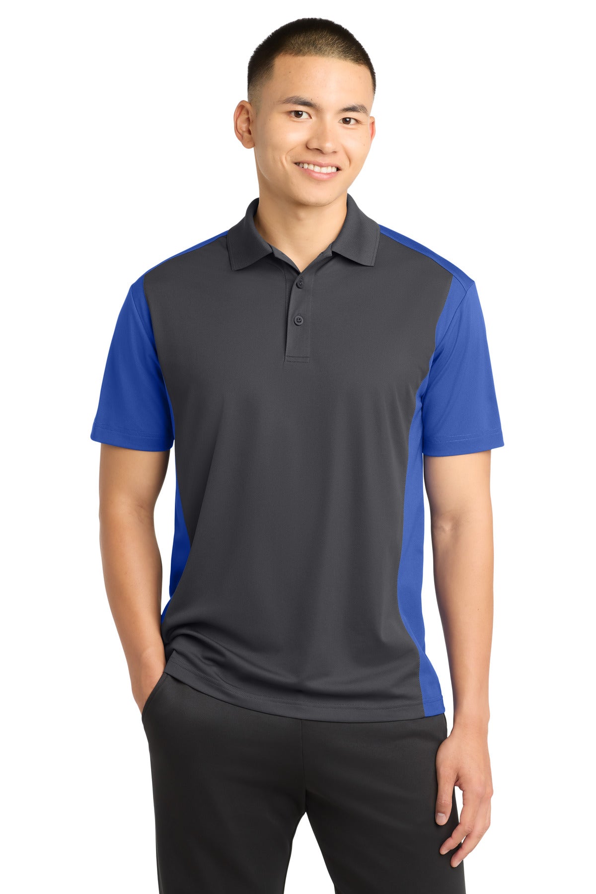 Custom Embroidered Sport-Tek Polos/Knits in Iron Grey/ True Royal