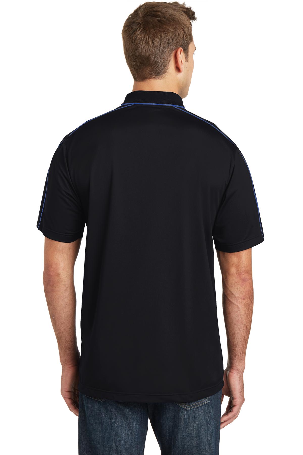 Custom Embroidered Sport-Tek Micropique Sport-Wick Piped Polo. ST653,Black/ True Royal