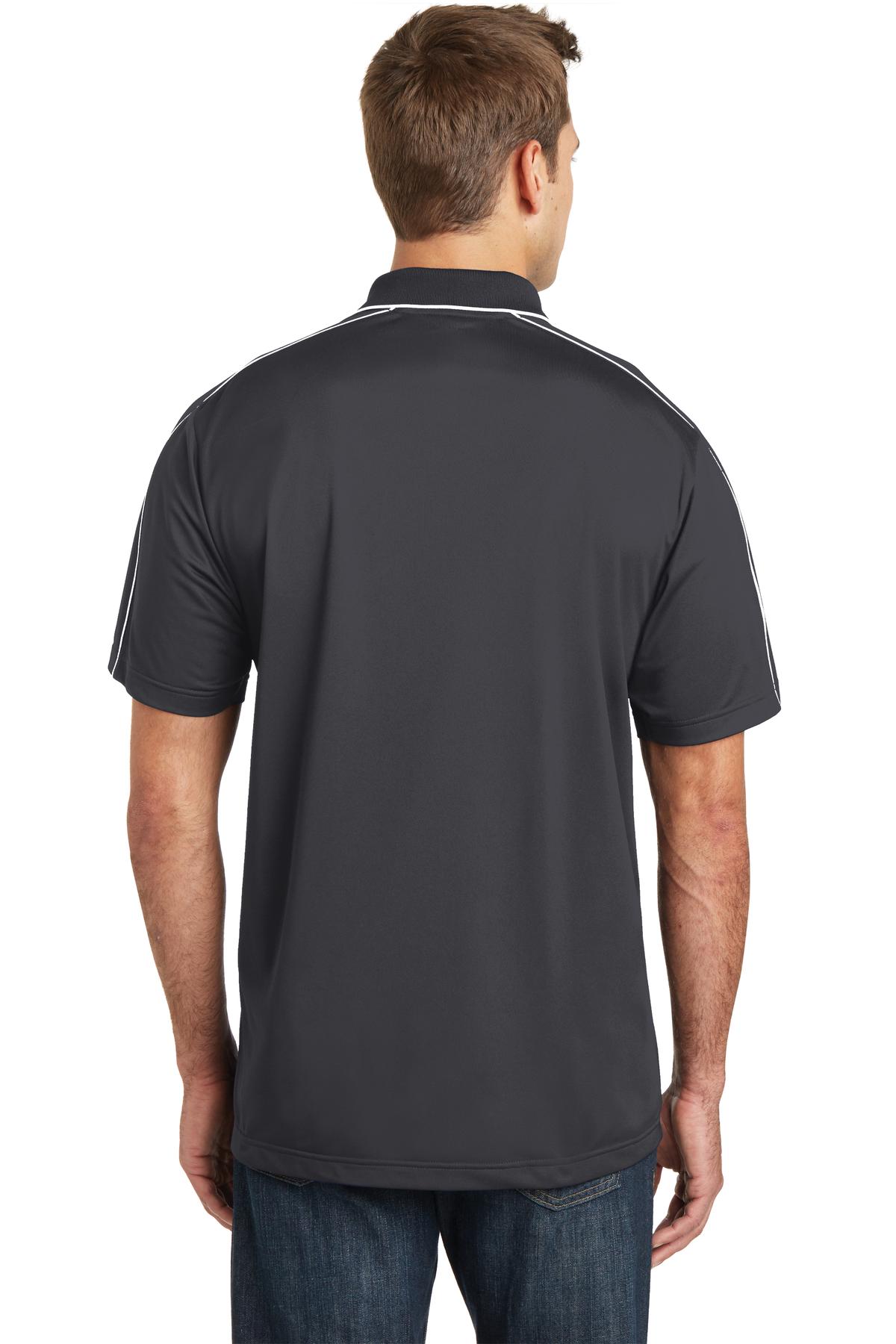 Custom Embroidered Sport-Tek Micropique Sport-Wick Piped Polo. ST653,Iron Grey/ White