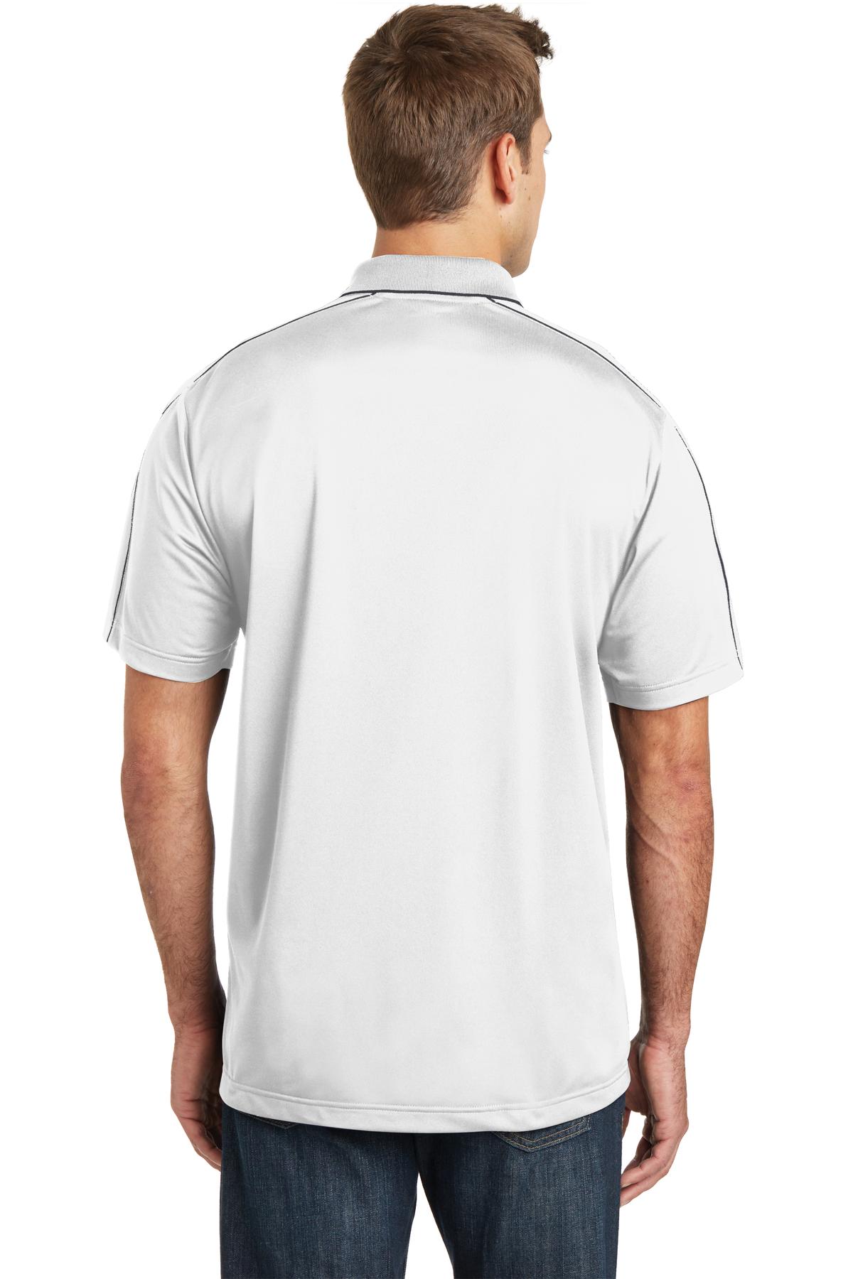 Custom Embroidered Sport-Tek Micropique Sport-Wick Piped Polo. ST653,White/ Iron Grey