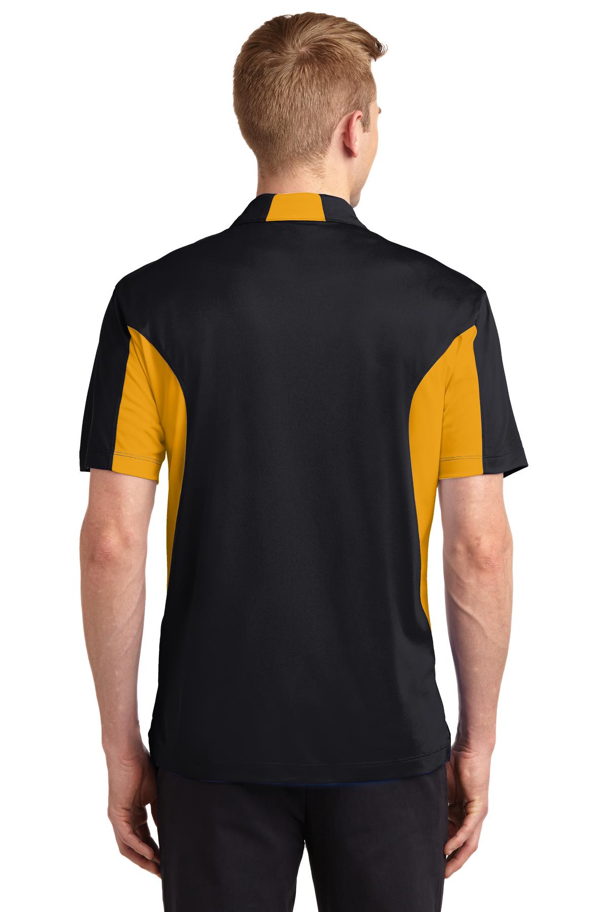 Custom Embroidered Sport-Tek Tall Side Blocked Micropique Sport-Wick Polo. TST655,Black/ Gold