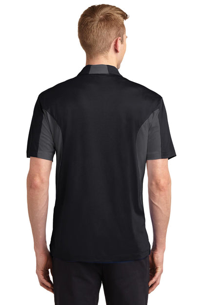 Custom Embroidered Sport-Tek Tall Side Blocked Micropique Sport-Wick Polo. TST655,Black/ Iron Grey
