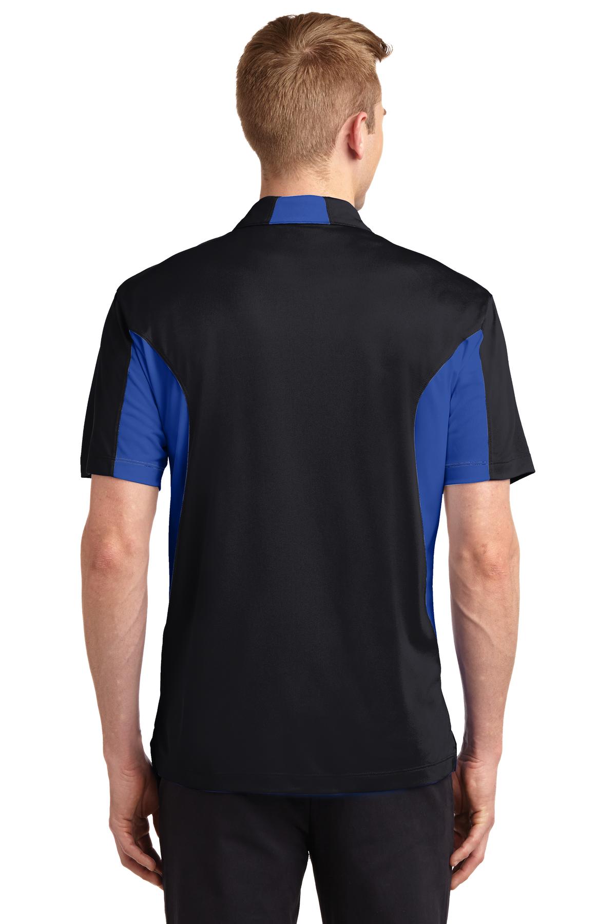 Custom Embroidered Sport-Tek Tall Side Blocked Micropique Sport-Wick Polo. TST655,Black/ True Royal