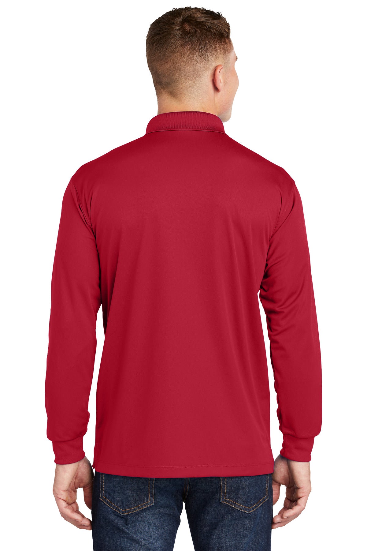 Custom Embroidered Sport-Tek Long Sleeve Micropique Sport-Wick Polo. ST657,Deep Red