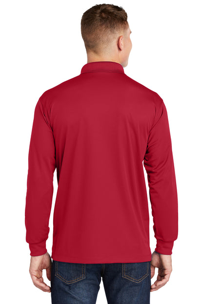 Custom Embroidered Sport-Tek Long Sleeve Micropique Sport-Wick Polo. ST657,Deep Red
