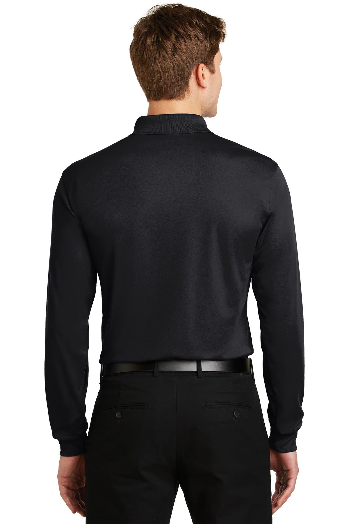 Custom Embroidered Sport-Tek Long Sleeve Micropique Sport-Wick Polo. ST657,Black