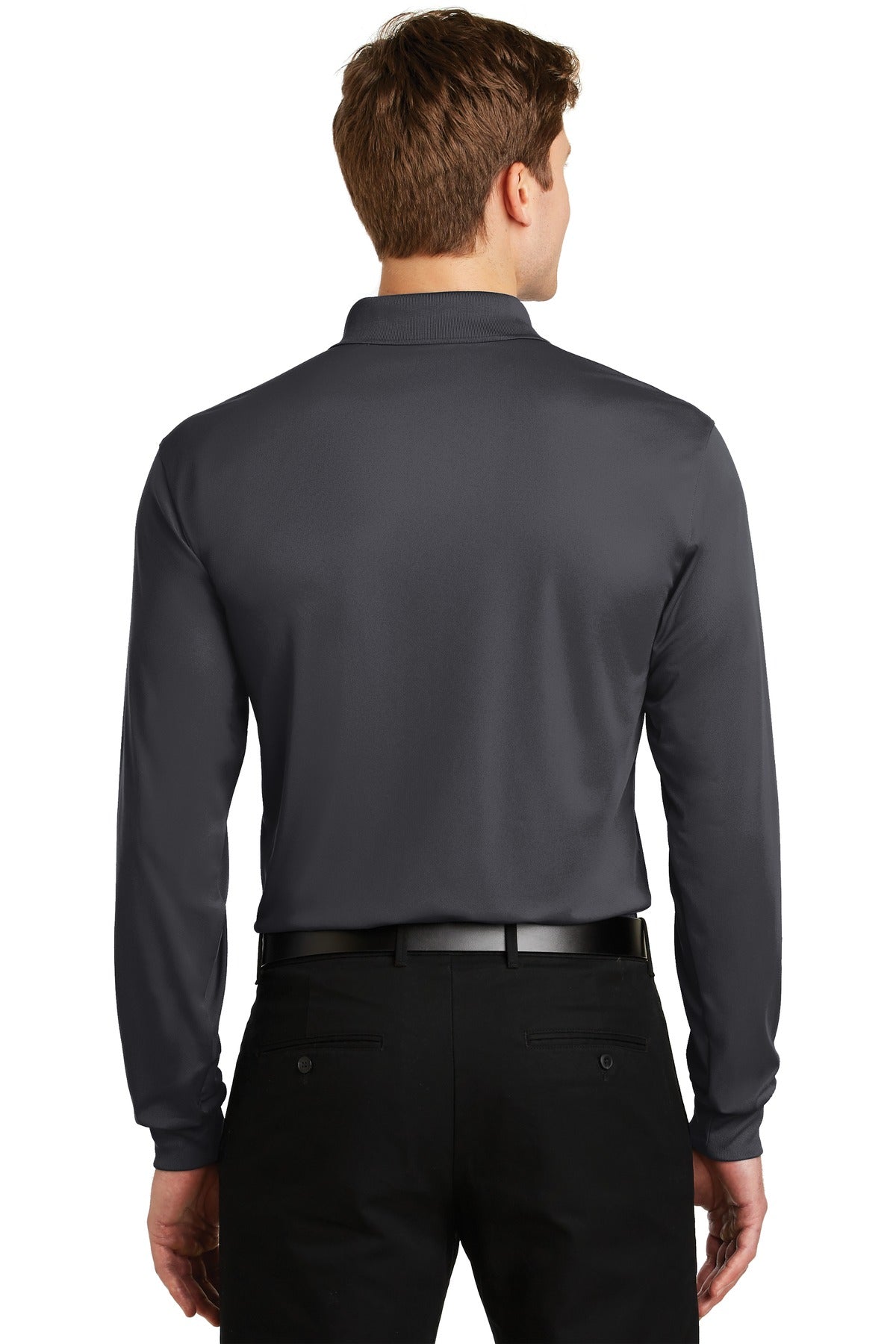 Custom Embroidered Sport-Tek Long Sleeve Micropique Sport-Wick Polo. ST657,Iron Grey
