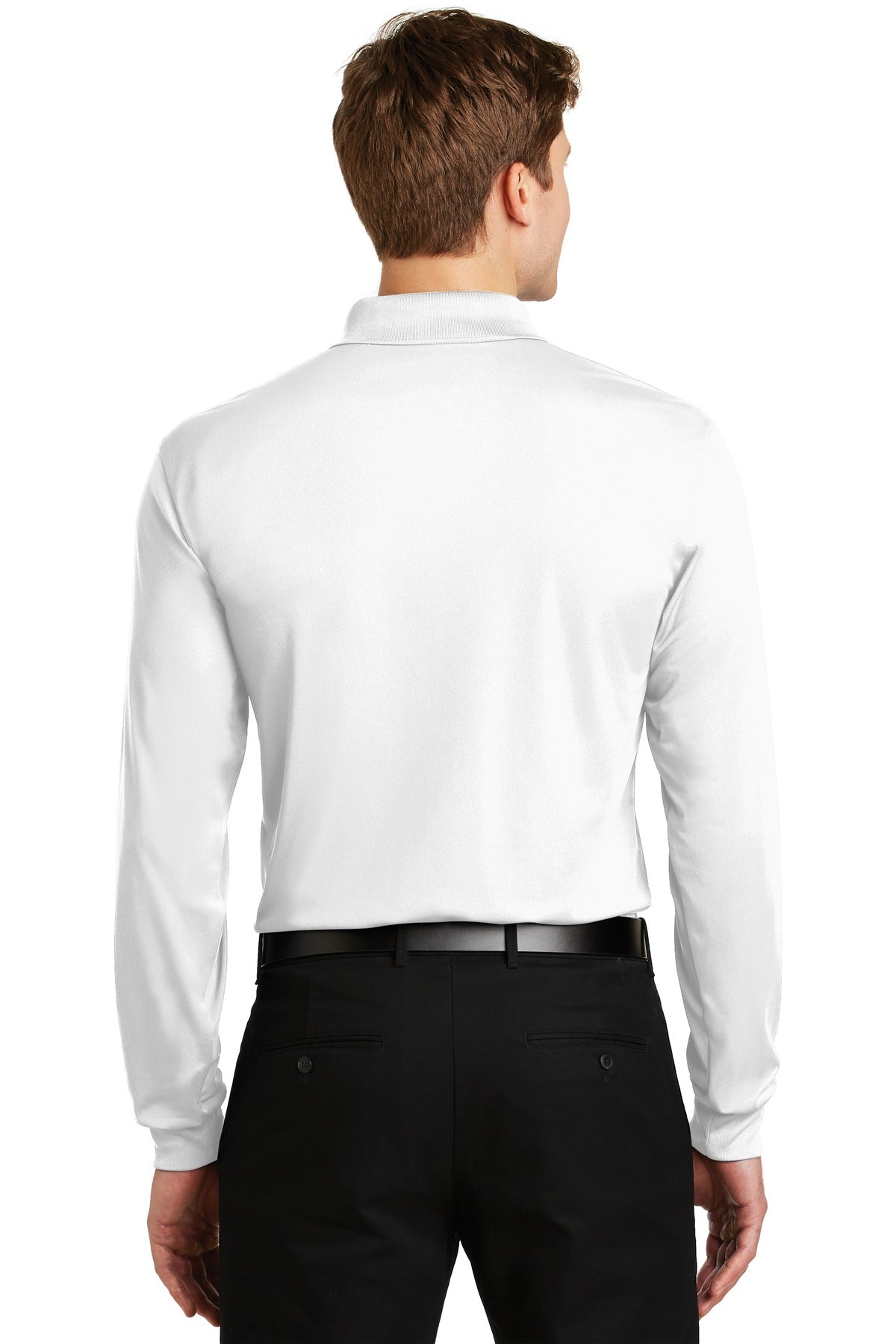 Custom Embroidered Sport-Tek Long Sleeve Micropique Sport-Wick Polo. ST657,White