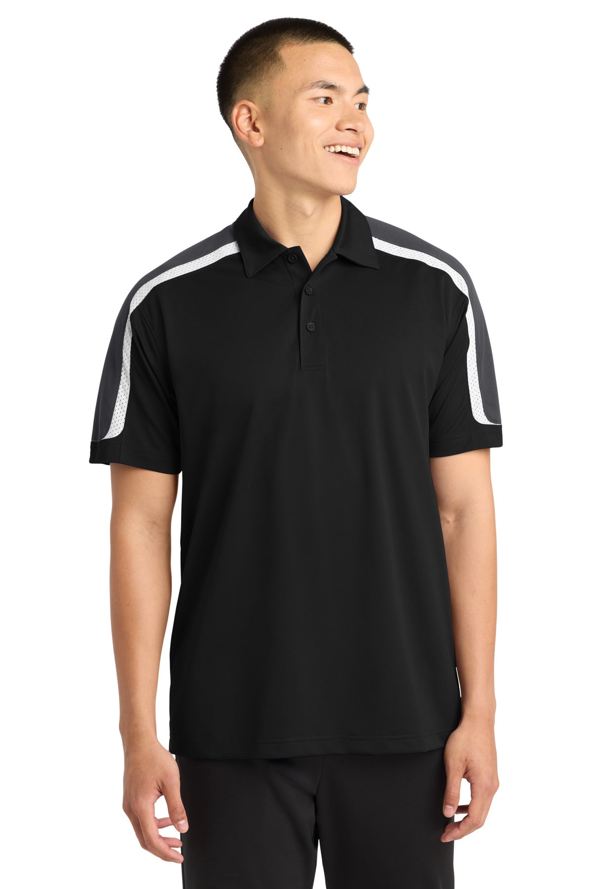 Custom Embroidered Sport-Tek Polos/Knits in Black/ Iron Grey/ White