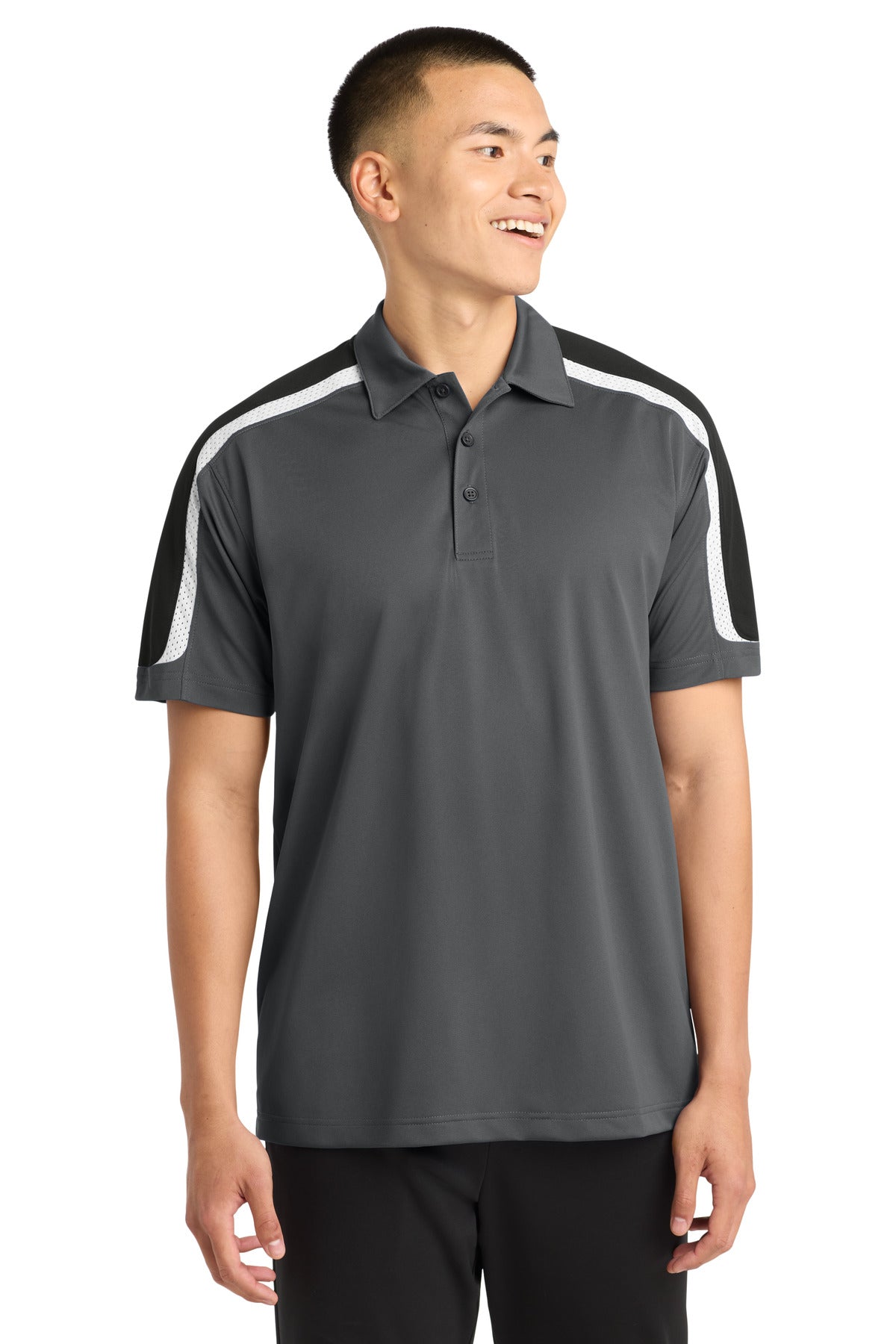 Custom Embroidered Sport-Tek Polos/Knits in Iron Grey/ Black/ White