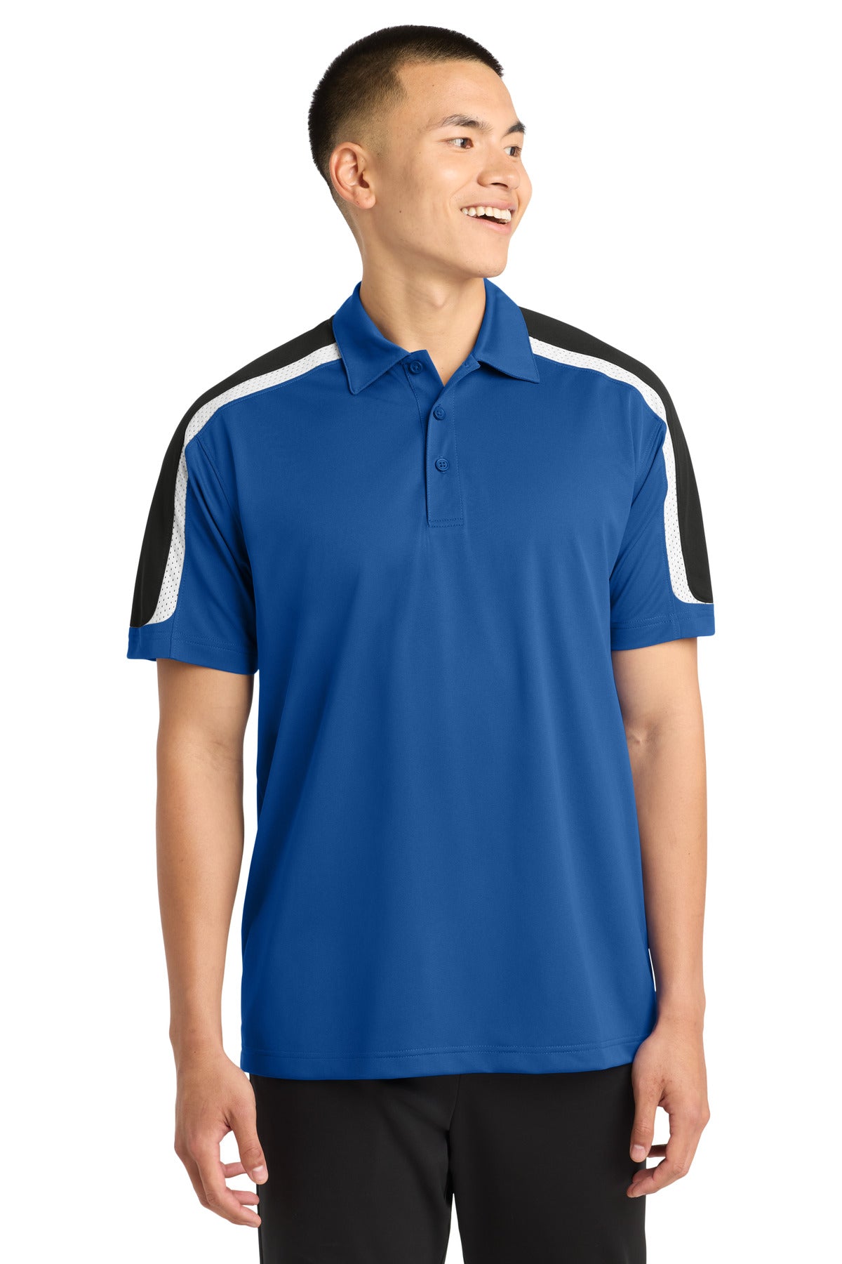 Custom Embroidered Sport-Tek Polos/Knits in True Royal/ Black/ White