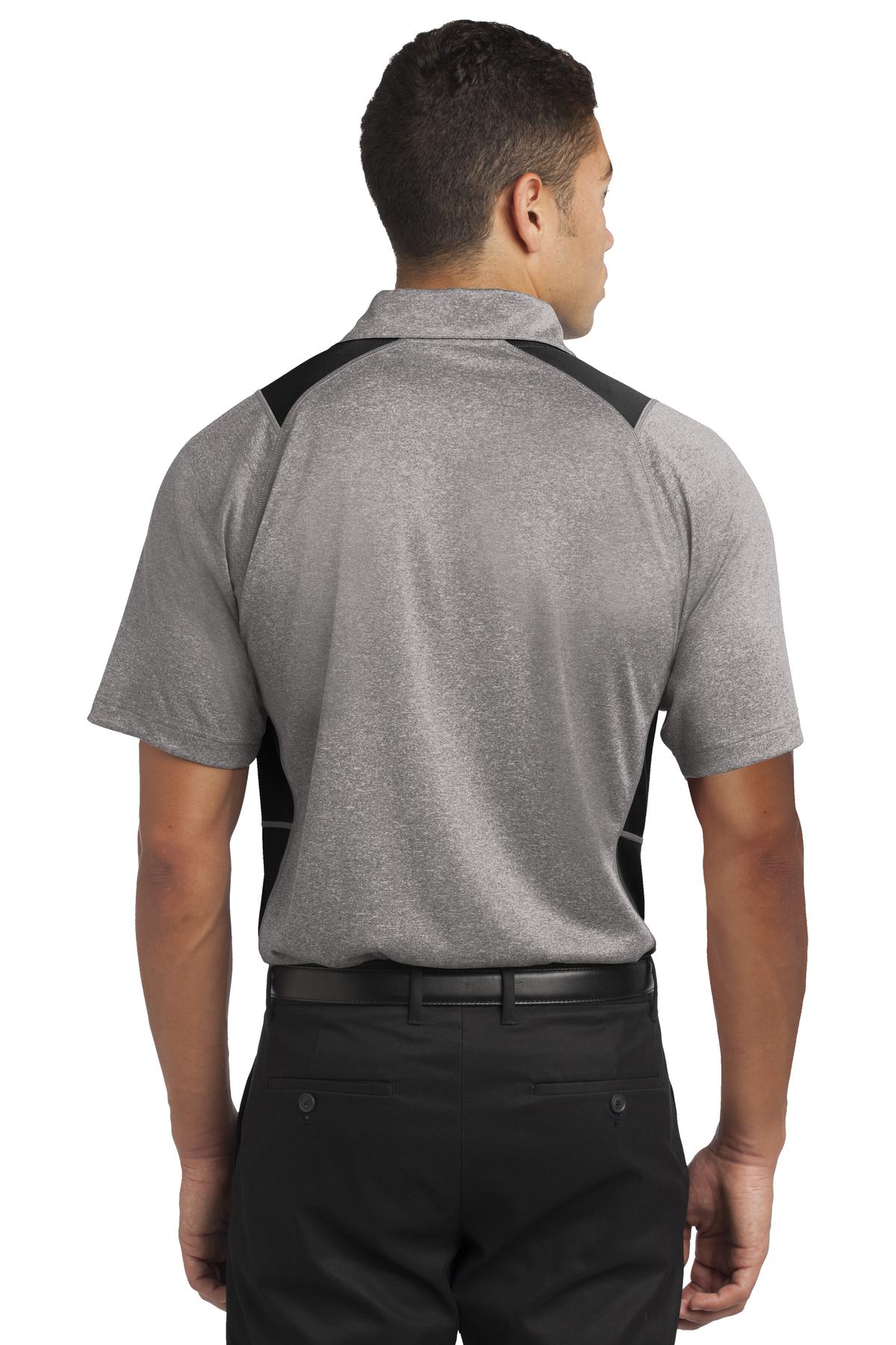 Custom Embroidered Sport-Tek Heather Colorblock Contender Polo. ST665,Vintage Heather/ Black