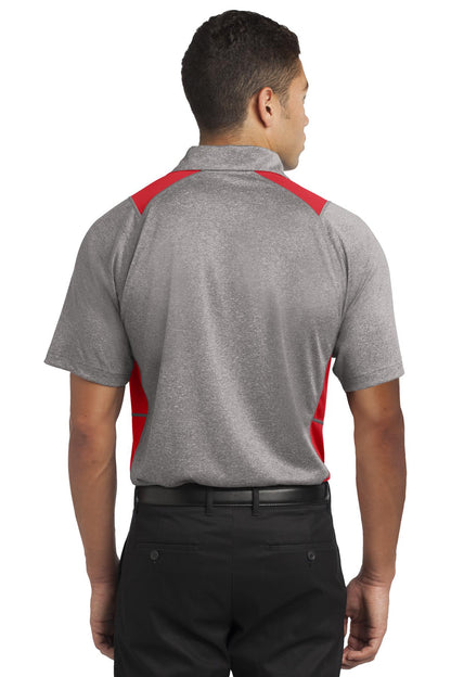 Custom Embroidered Sport-Tek Heather Colorblock Contender Polo. ST665,Vintage Heather/ True Red