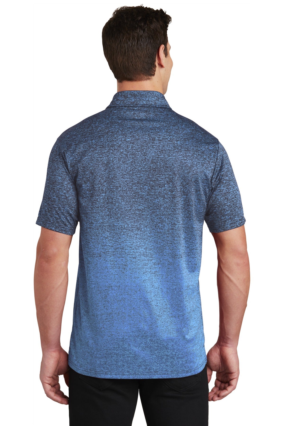 Custom Embroidered Sport-Tek  Ombre Heather Polo. ST671,Carolina Blue/ True Navy