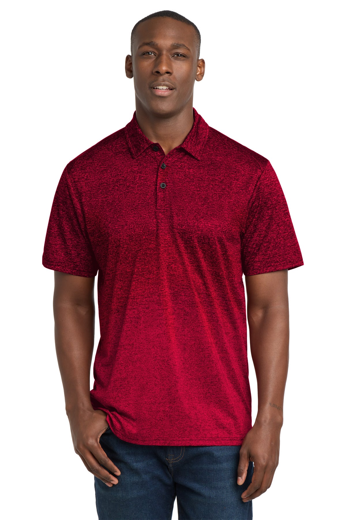 Custom Embroidered Sport-Tek Polos/Knits in Deep Red/ Black