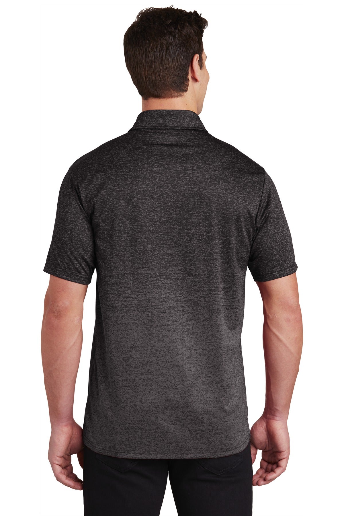 Custom Embroidered Sport-Tek  Ombre Heather Polo. ST671,Iron Grey/ Black