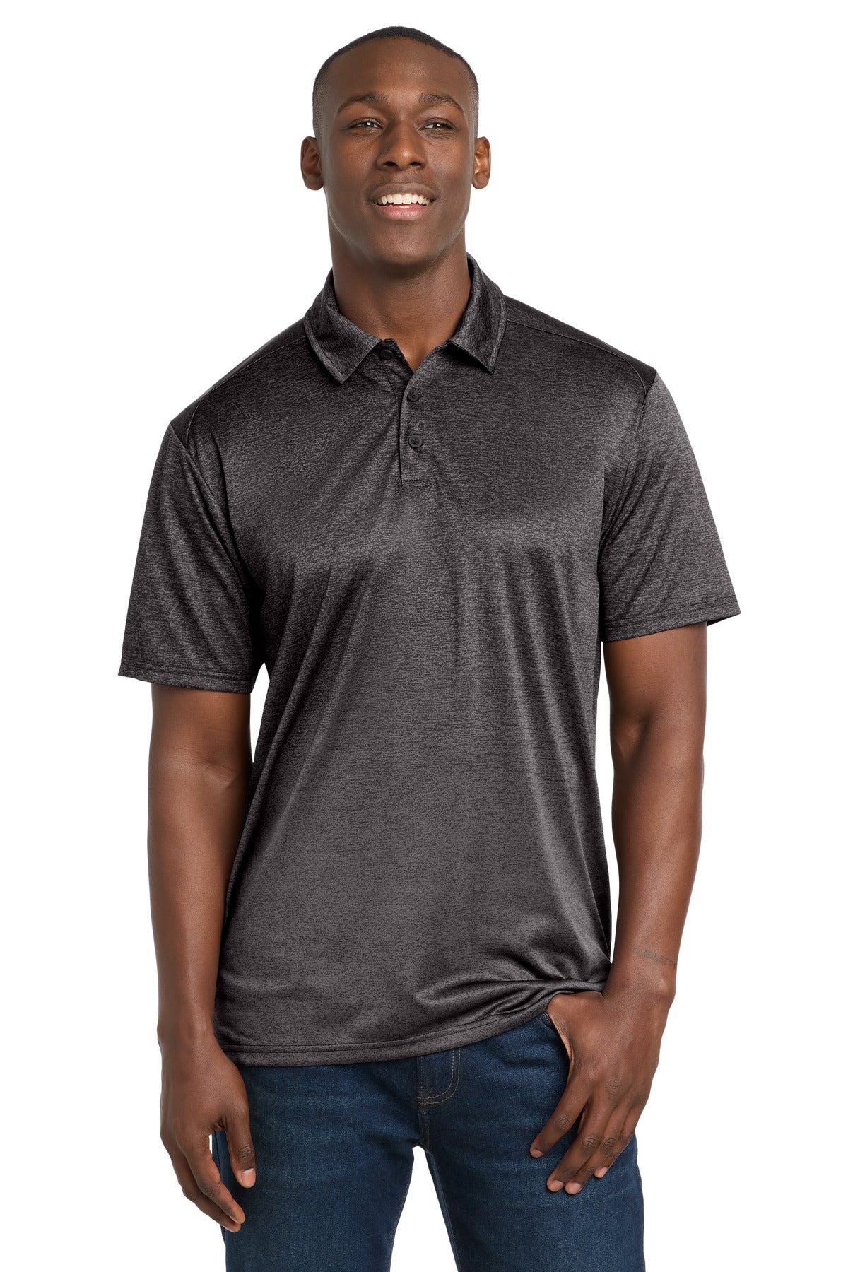Custom Embroidered Sport-Tek Polos/Knits in Iron Grey/ Black