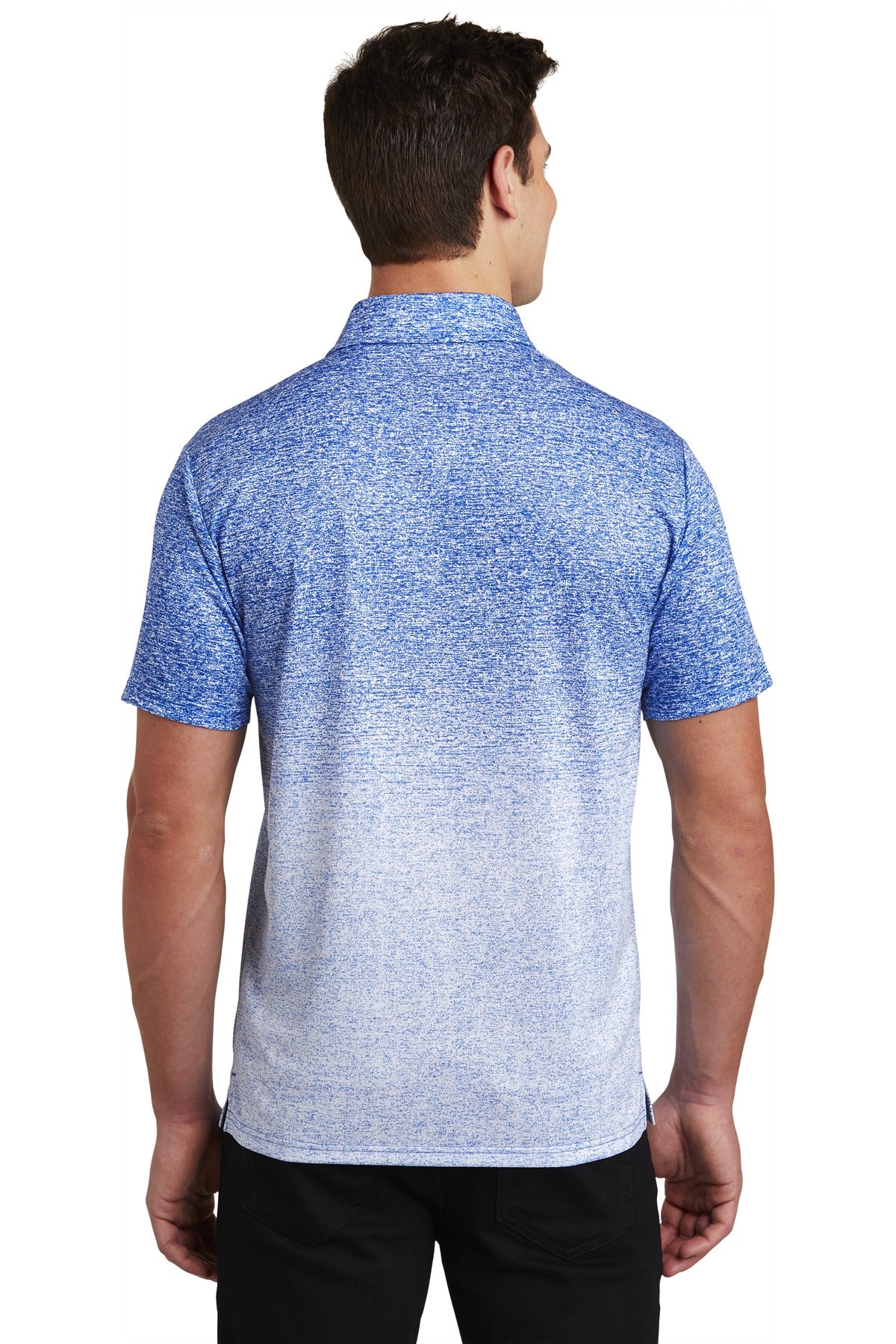 Custom Embroidered Sport-Tek  Ombre Heather Polo. ST671,White/ True Royal