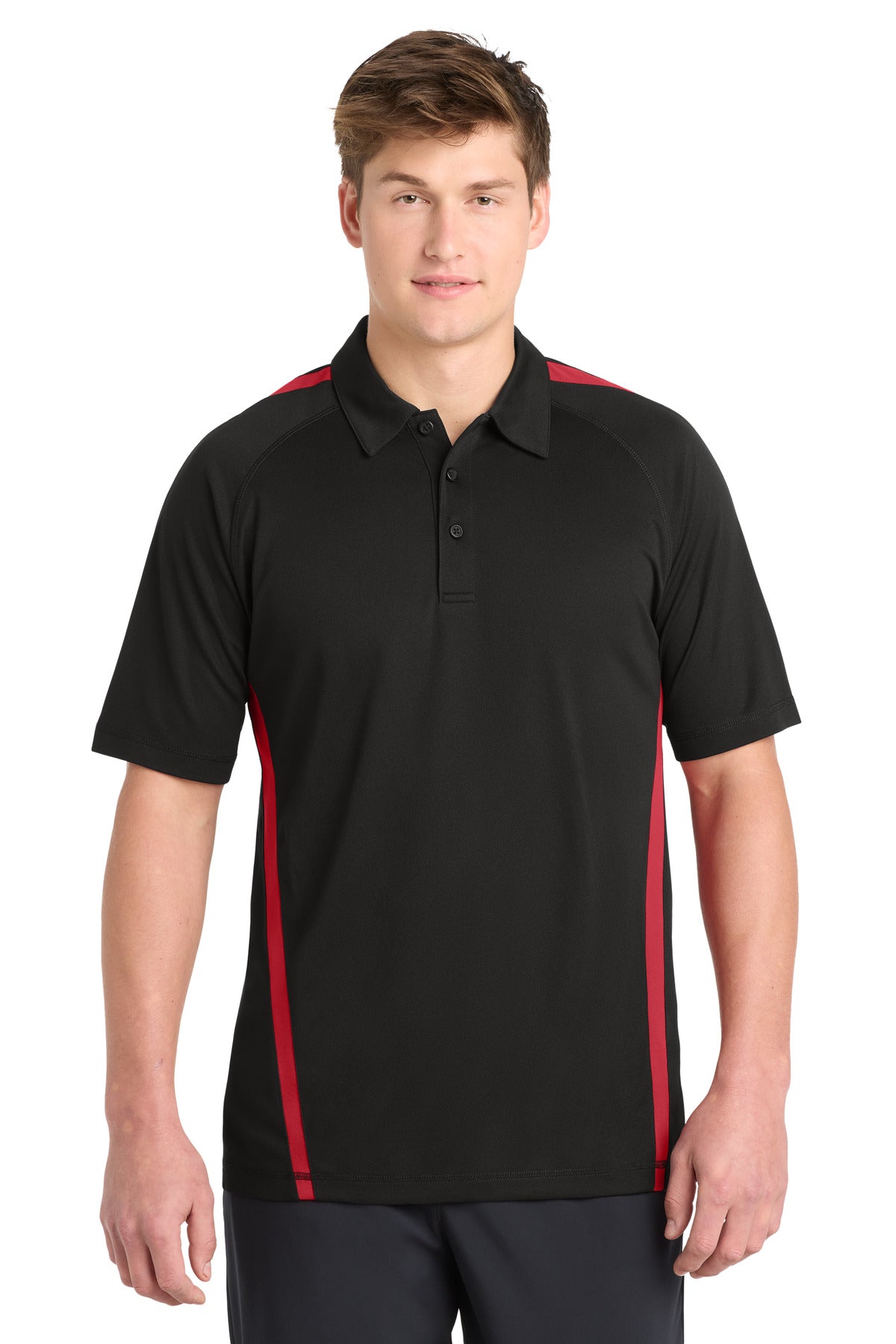 Custom Embroidered Sport-Tek Polos/Knits in Black/ Red