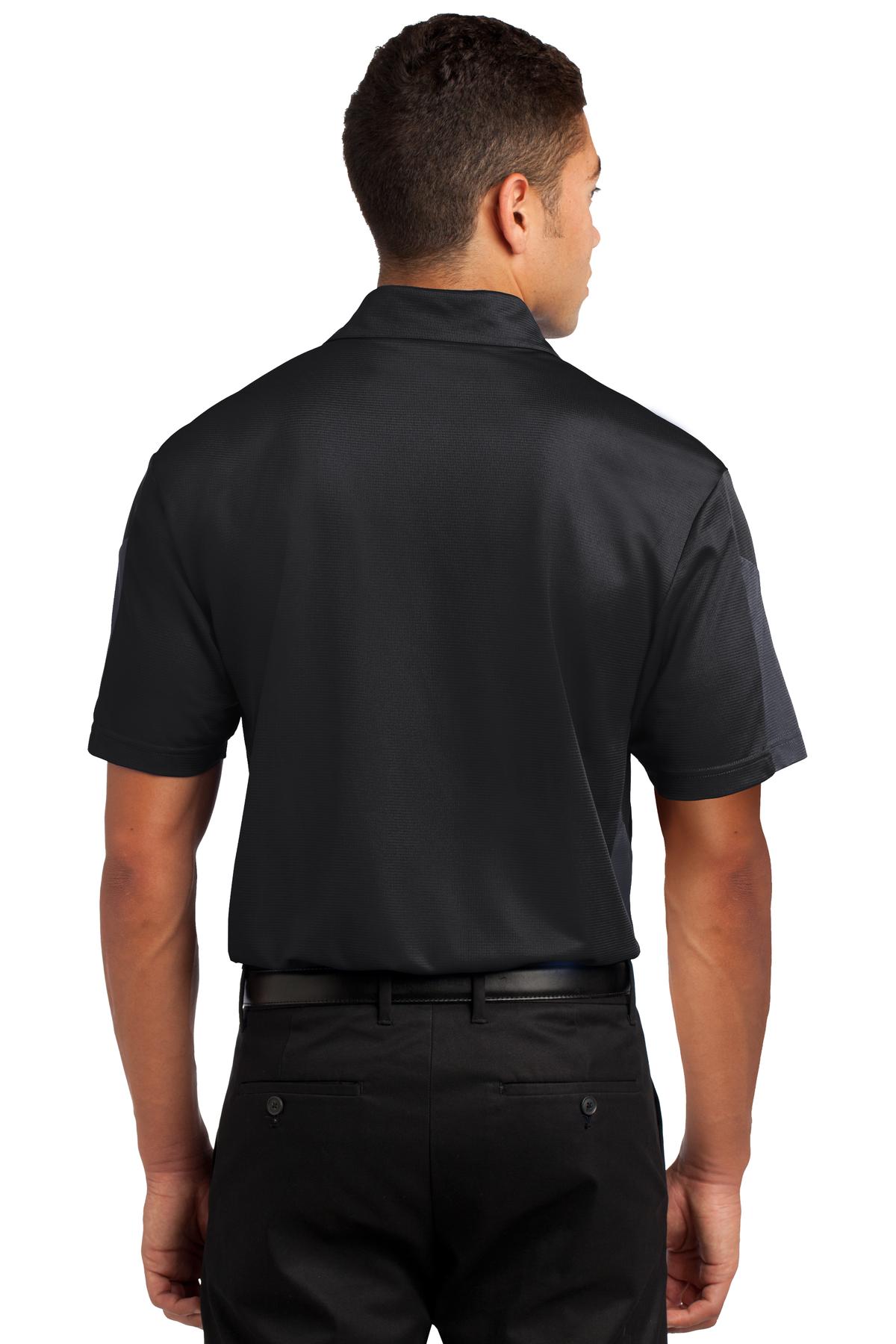 Custom Embroidered Sport-Tek PosiCharge Active Textured Colorblock Polo. ST695,Black/ Grey