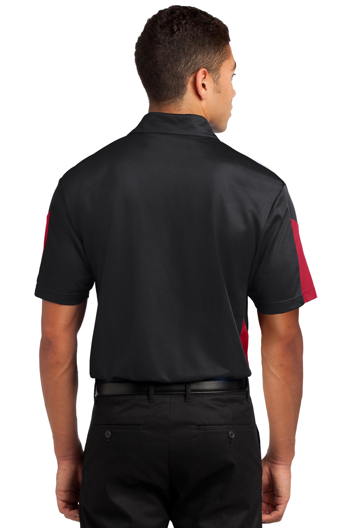 Custom Embroidered Sport-Tek PosiCharge Active Textured Colorblock Polo. ST695,Black/ True Red