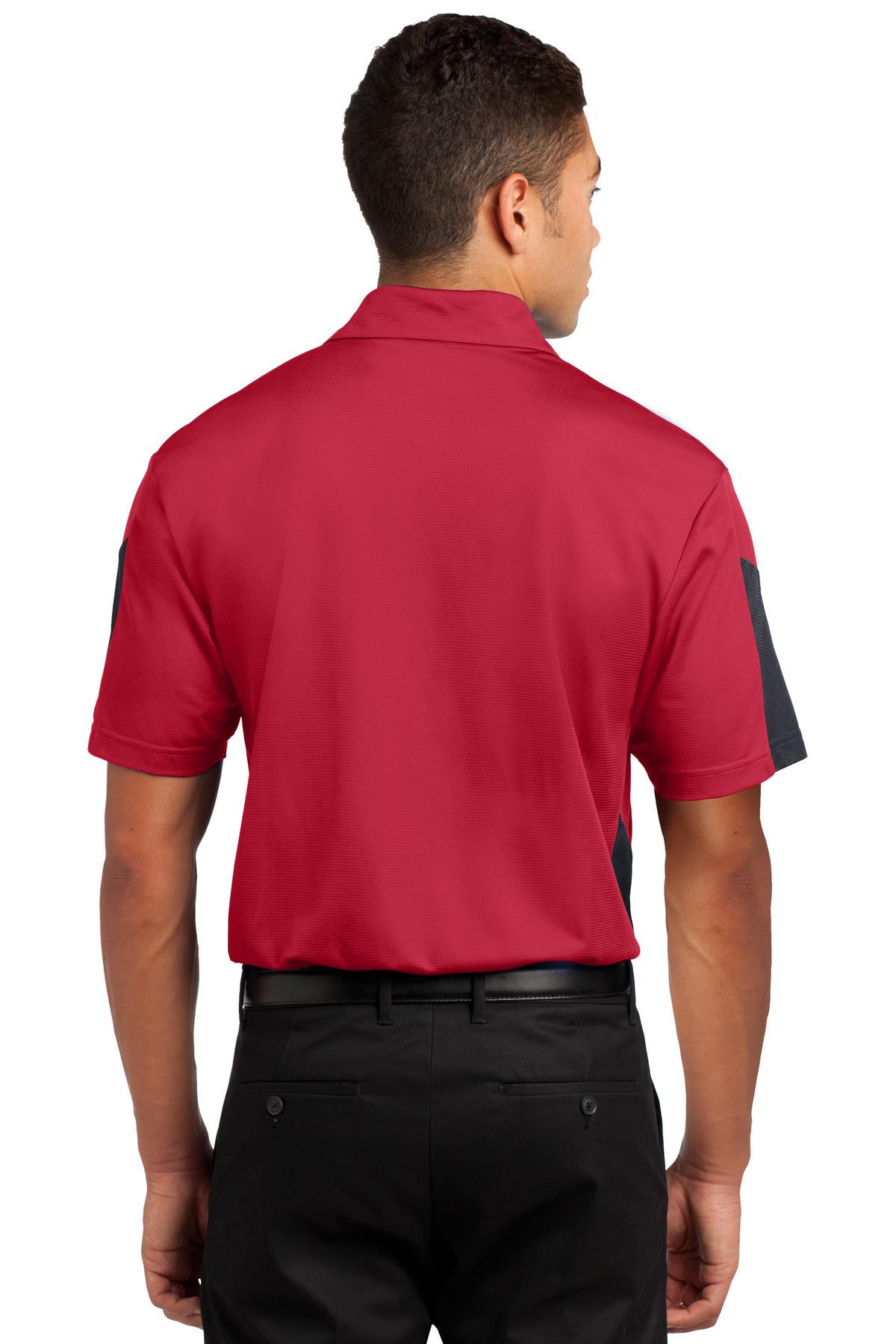 Custom Embroidered Sport-Tek PosiCharge Active Textured Colorblock Polo. ST695,True Red/ Grey