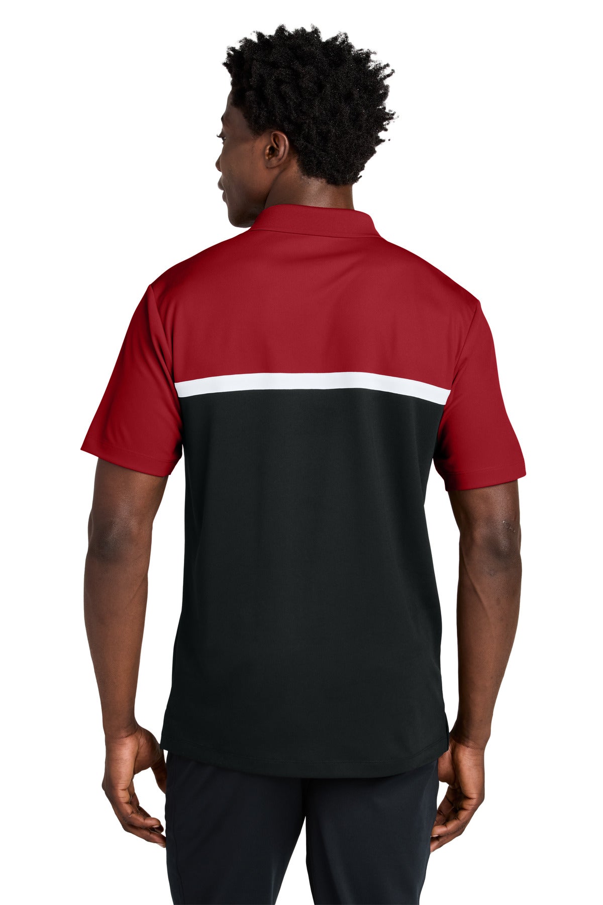 Custom Embroidered Sport-Tek UV Micropique Colorblock Polo ST741,Deep Red/ Black/ White