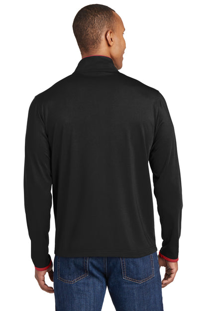 Custom Embroidered Sport-Tek Sport-Wick Stretch Contrast Full-Zip Jacket.  ST853,Black/ True Red